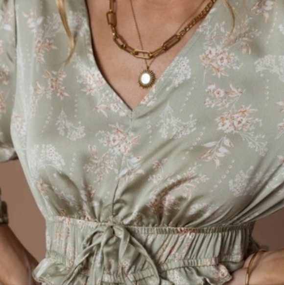 Bohme Sage Green Floral Midi Dress - Picture 2 of 8